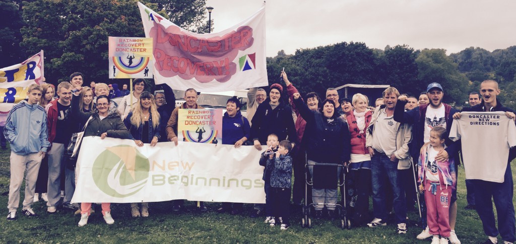 Staff and friends of Doncaster’s Drug and Alcohol Services fly the flag at the UK Recovery Walk in Durham.