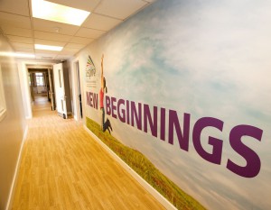 Aspire logo and signage on internal wall