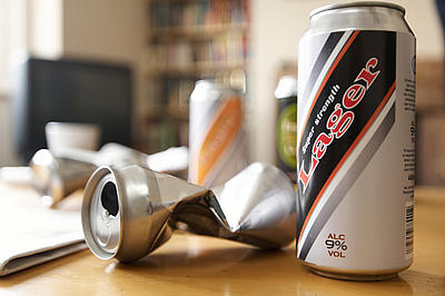 cans of lager on a table