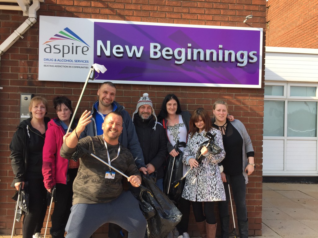 Service users and staff from Aspire’s New Beginnings ready to Clean for The Queen.
