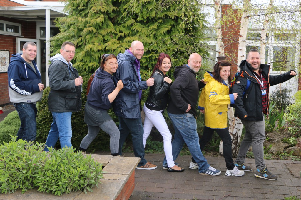 The group from Aspire’s New Beginnings are pictured before setting off on one of their walks.