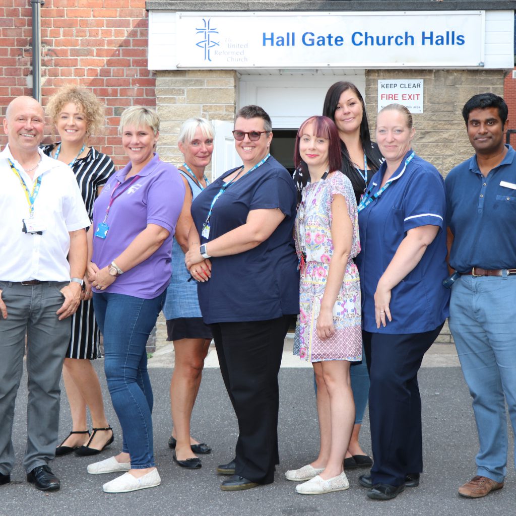Photo shows:  Aspire’s Stuart Green (far left) and some of the Alliance members at Hall Gate United Reform Church pictured at the previous pop-up hub.