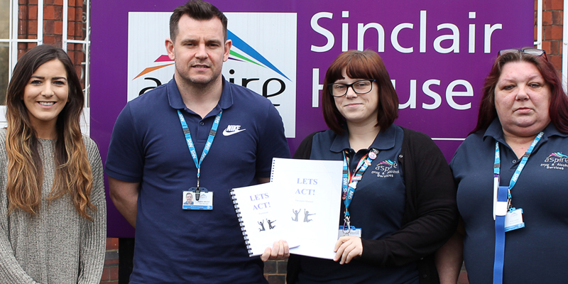 Photo shows: from left to right: Sophie Pott, Study Coordinator; with Steve Mitchell, Frankee White and Gill Stanley, BA Therapists at Aspire Drug and Alcohol Services
